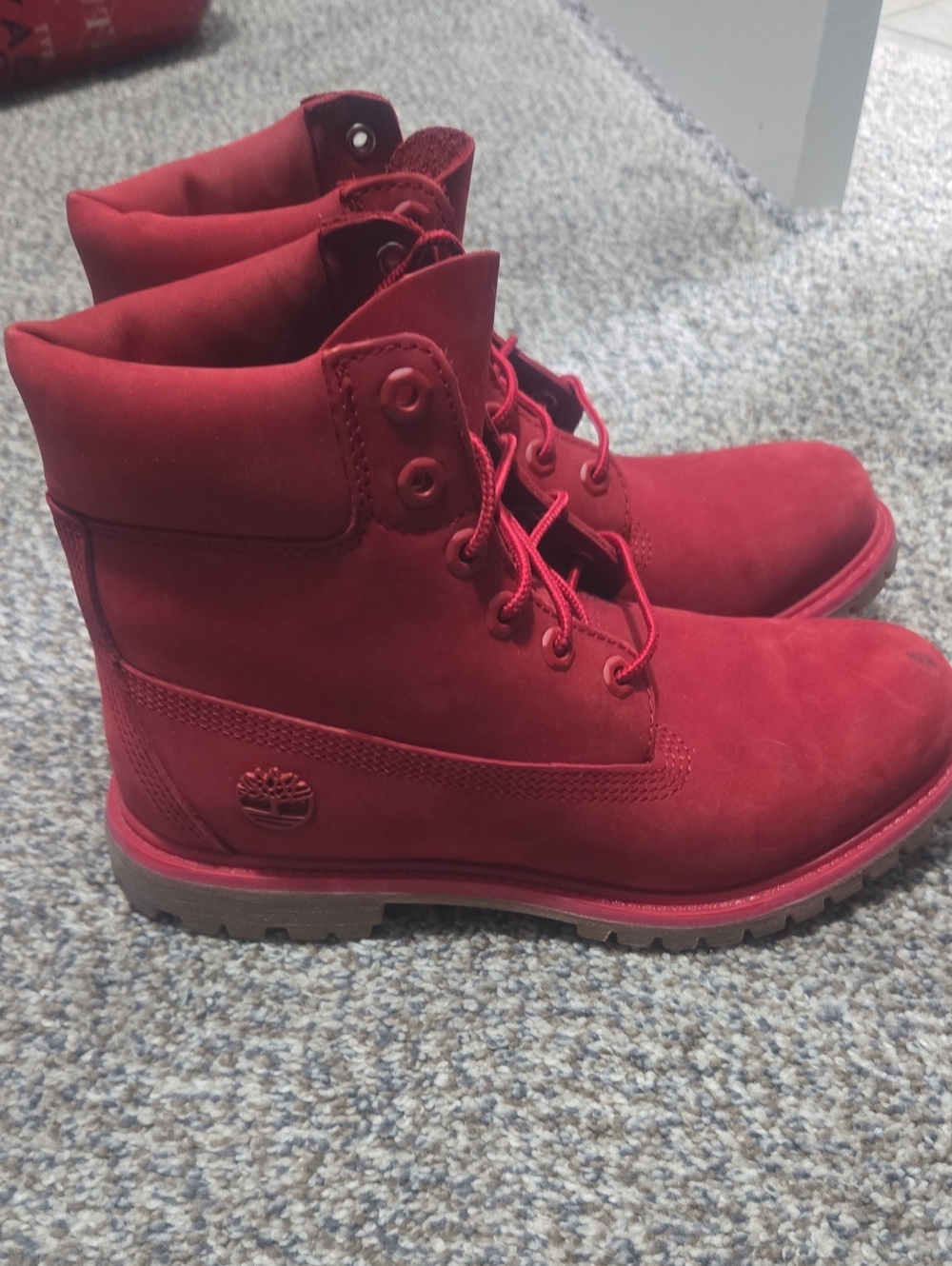 Timberland Women’s Red Lace-Up Nubuck Boots